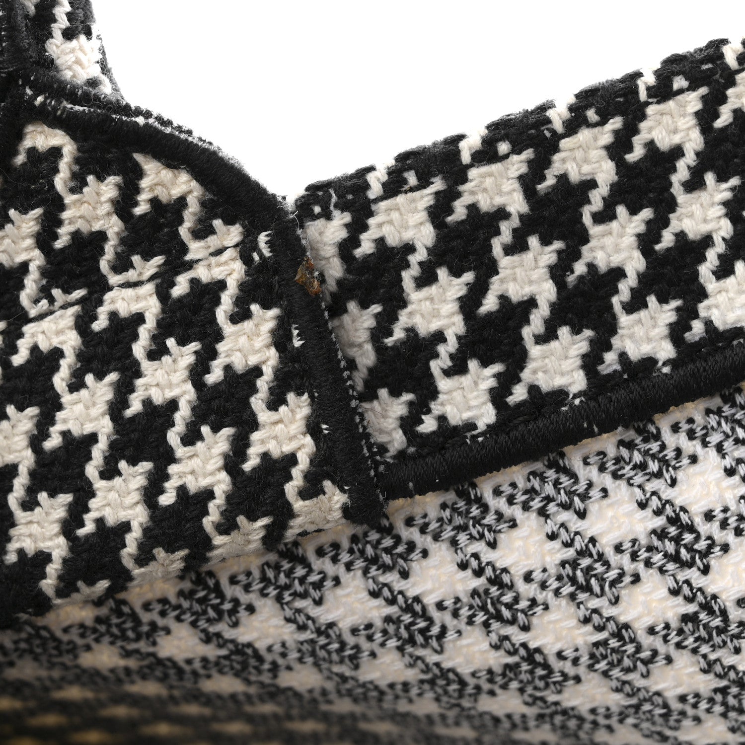Christian Dior Canvas Houndstooth Embroidered Medium Book  Black White