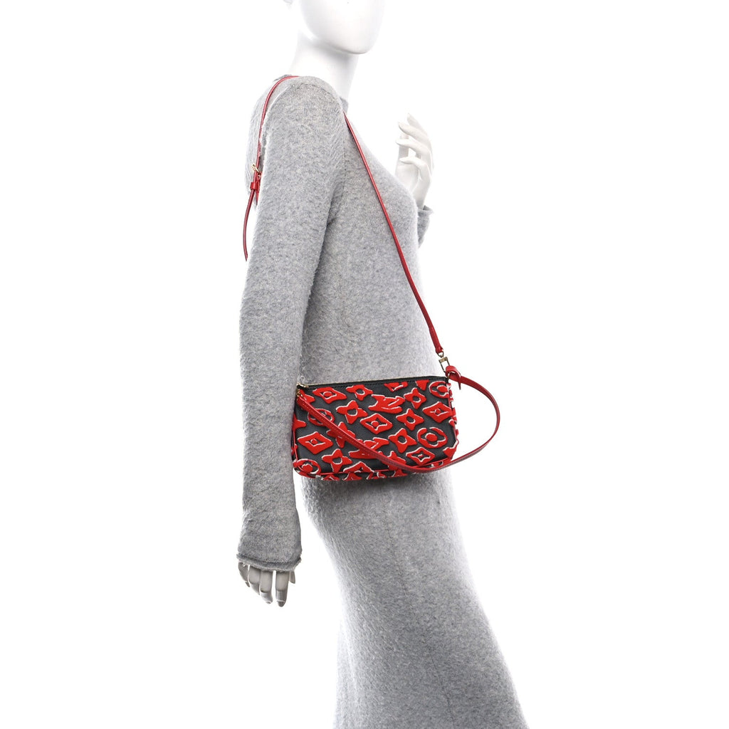 Louis Vuitton X UF Tufted Monogram Pochette Accessories Black Red