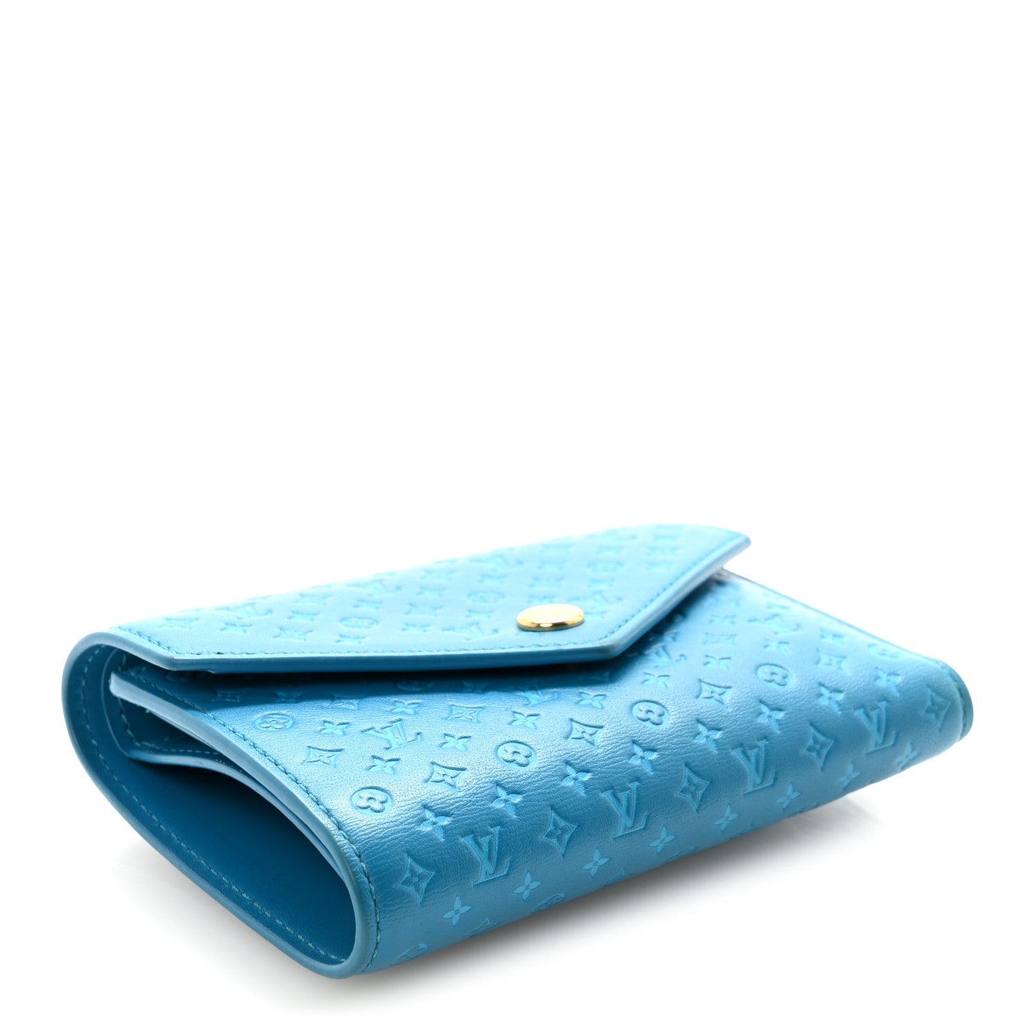 Louis Vuitton Calfskin Nanogram Embossed Victorine Wallet Bleu