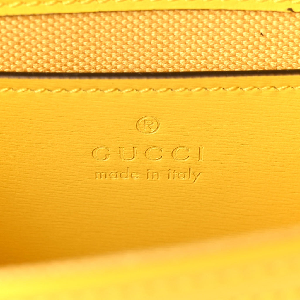 Gucci GG Monogram Scratch Lux Calfskin Mini Luce Shoulder Bag Yellow