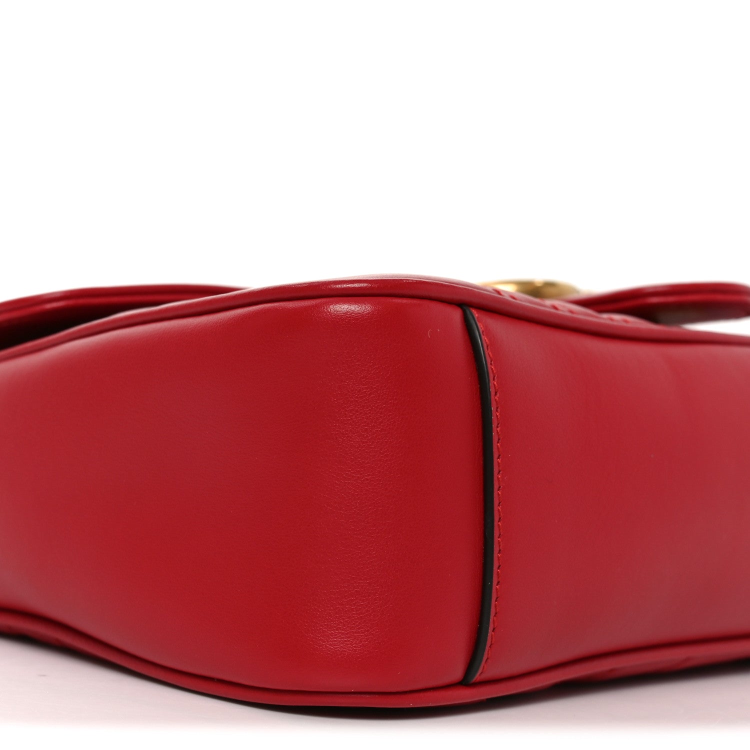 Gucci Calfskin Matelasse Small GG Marmont Shoulder Bag Hibiscus Red