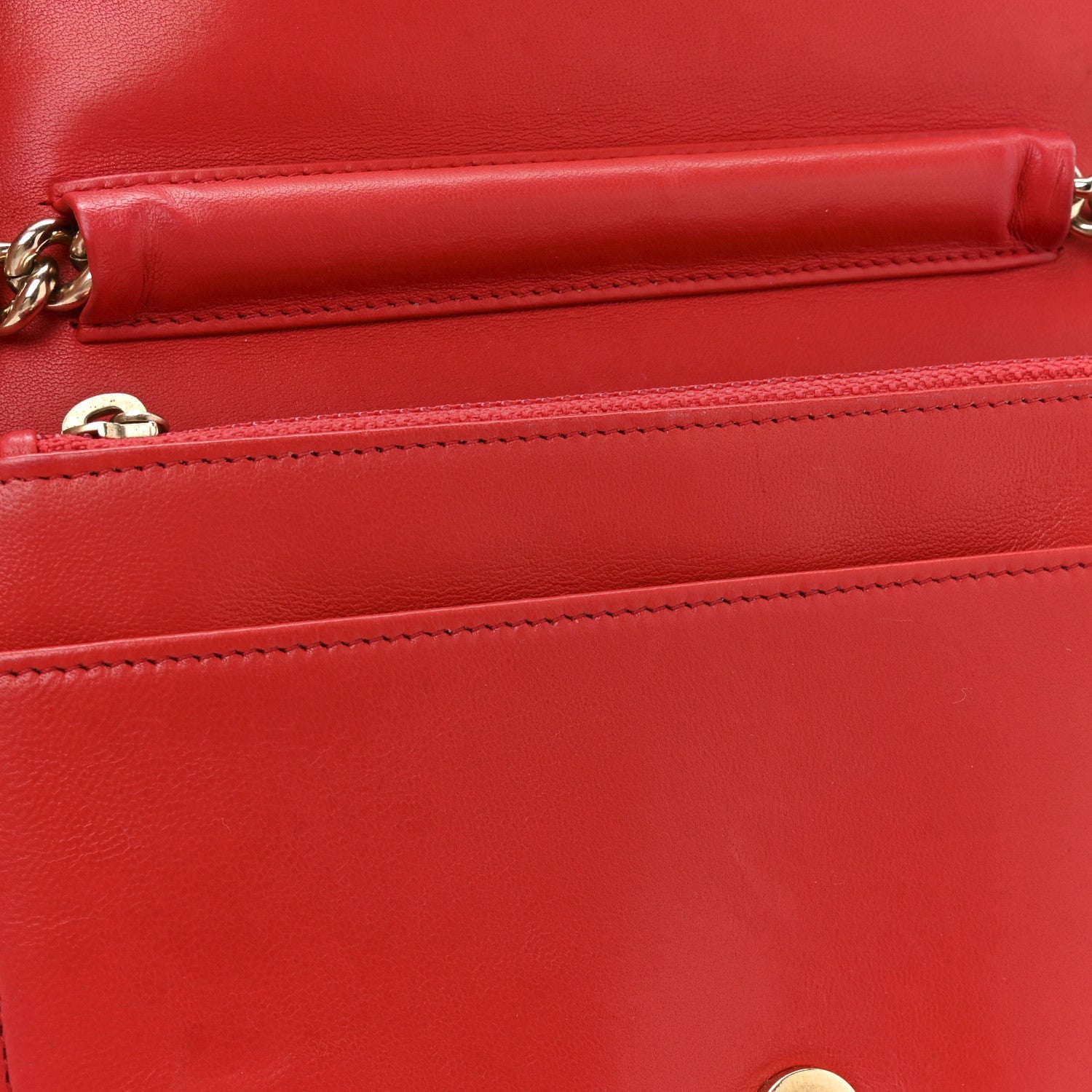 Chanel Lambskin Quilted Boy Wallet On Chain WOC Red