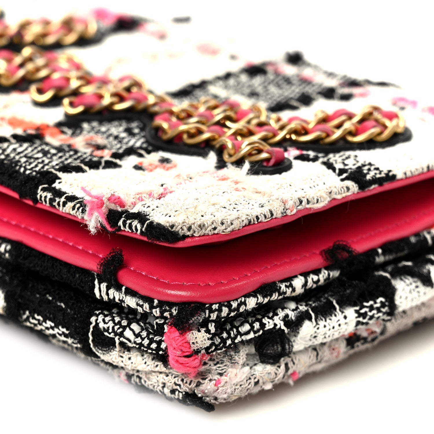 Chanel Tweed Calfskin Signe Wallet On Chain WOC Black Pink Orange