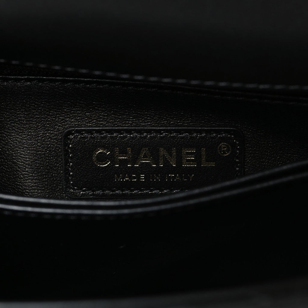 Chanel Calfskin Strass Quilted Mini Coco Handle Flap Dark Silver