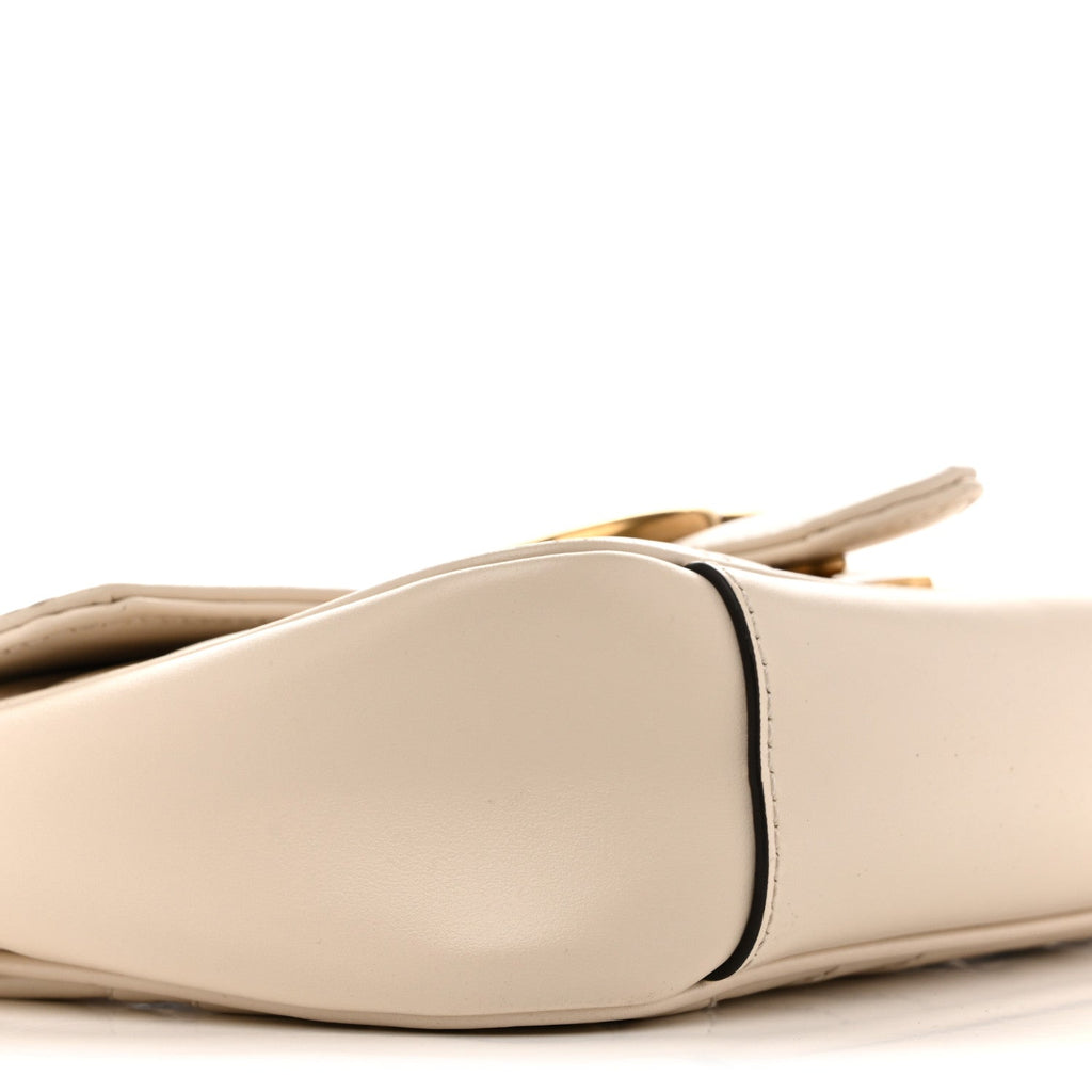 Gucci Calfskin Matelasse Mini GG Marmont Shoulder Bag White
