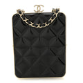Chanel Lambskin Plexi Quilted CC Evening Clutch With Chain Black