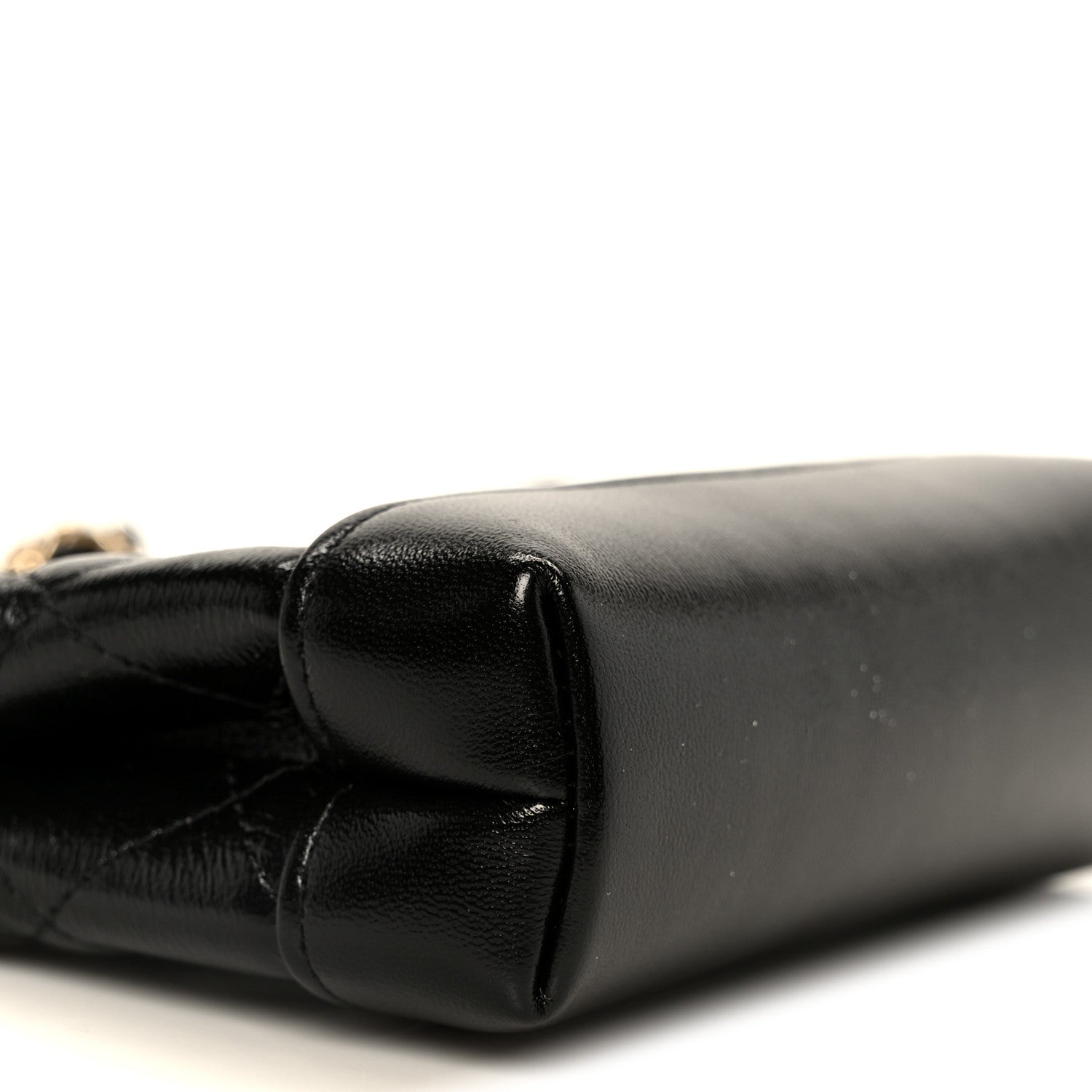 Chanel Shiny Lambskin Quilted Micro 31 Clutch With Chain Black