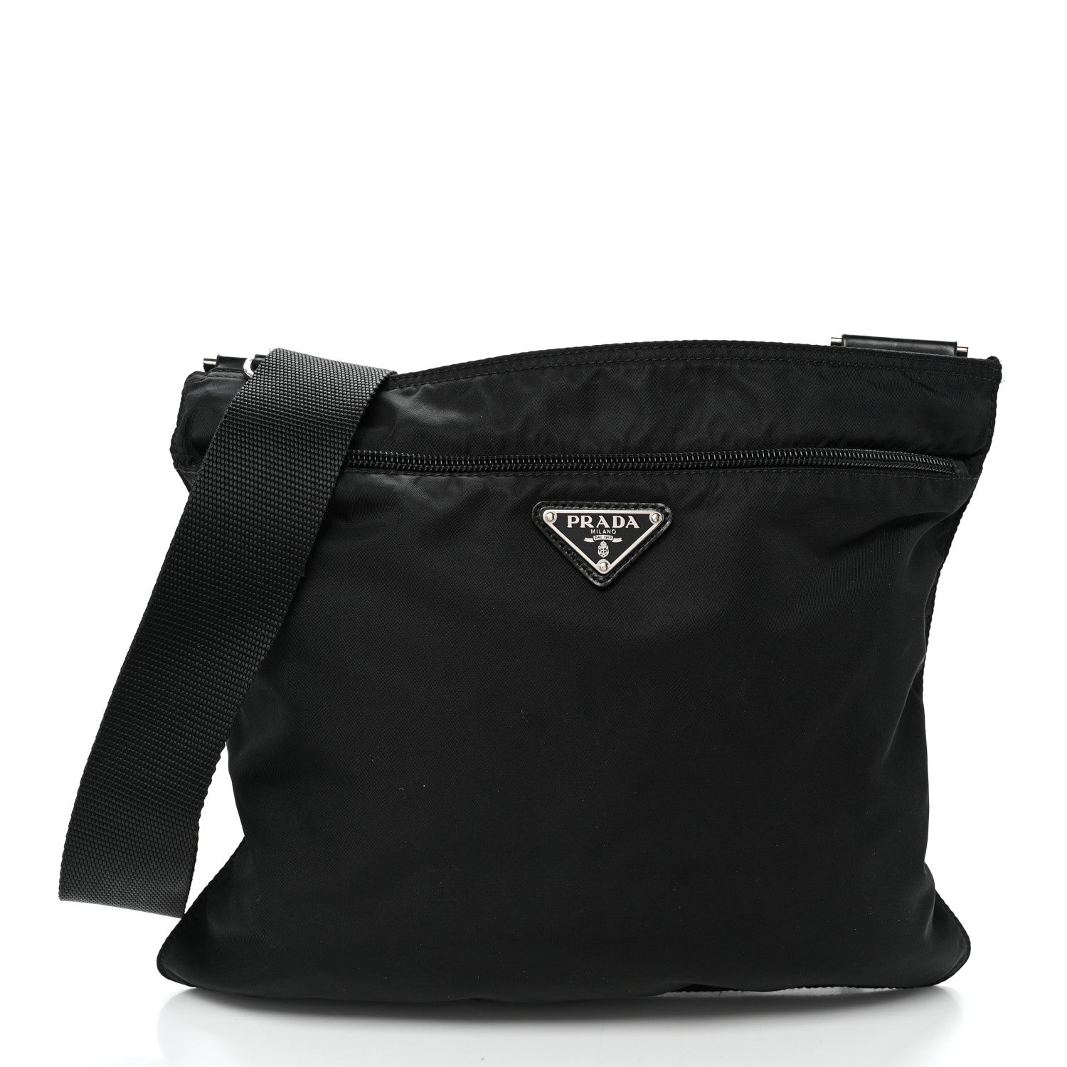Prada Nylon Vela Flat Messenger Bag Black