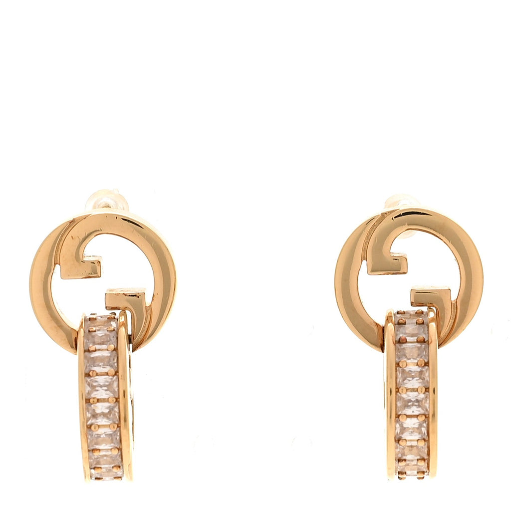 Gucci Brass Crystal Blondie Intertwined Earrings Light Gold