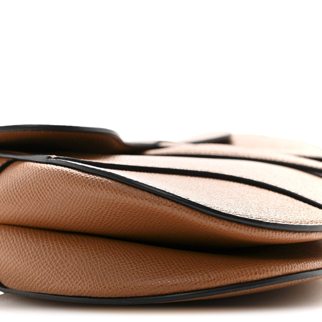 Christian Dior Grained Calfskin Saddle Bag Golden Saddle