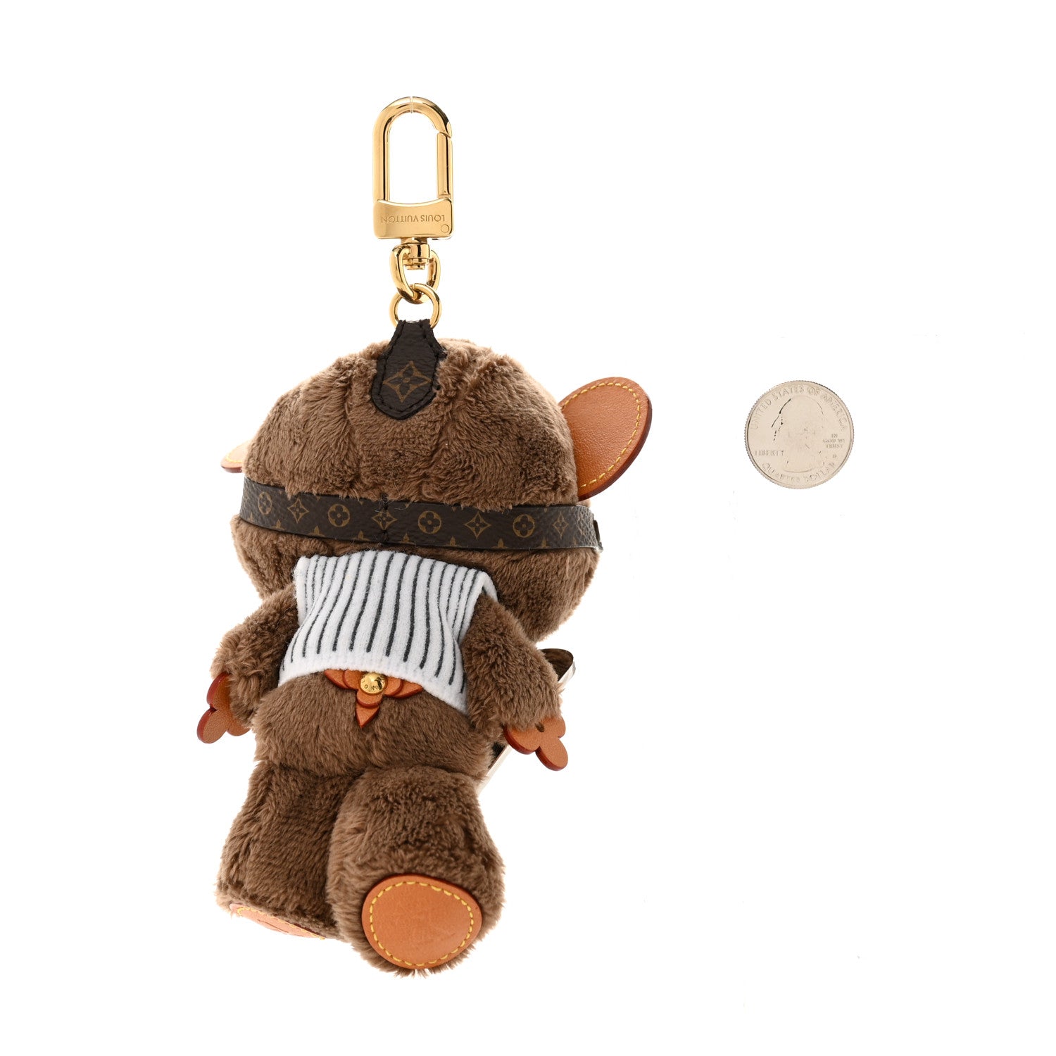 Louis Vuitton Faux Fur LV Oak Snow Bag Charm Key Holder Brown
