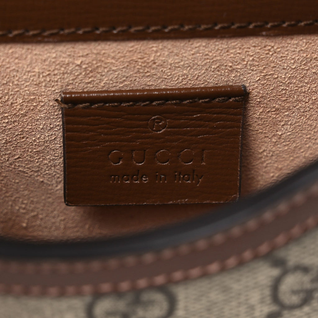 Gucci GG Supreme Monogram Mini Horsebit 1955 Crossbody Bag Beige Brown Sugar