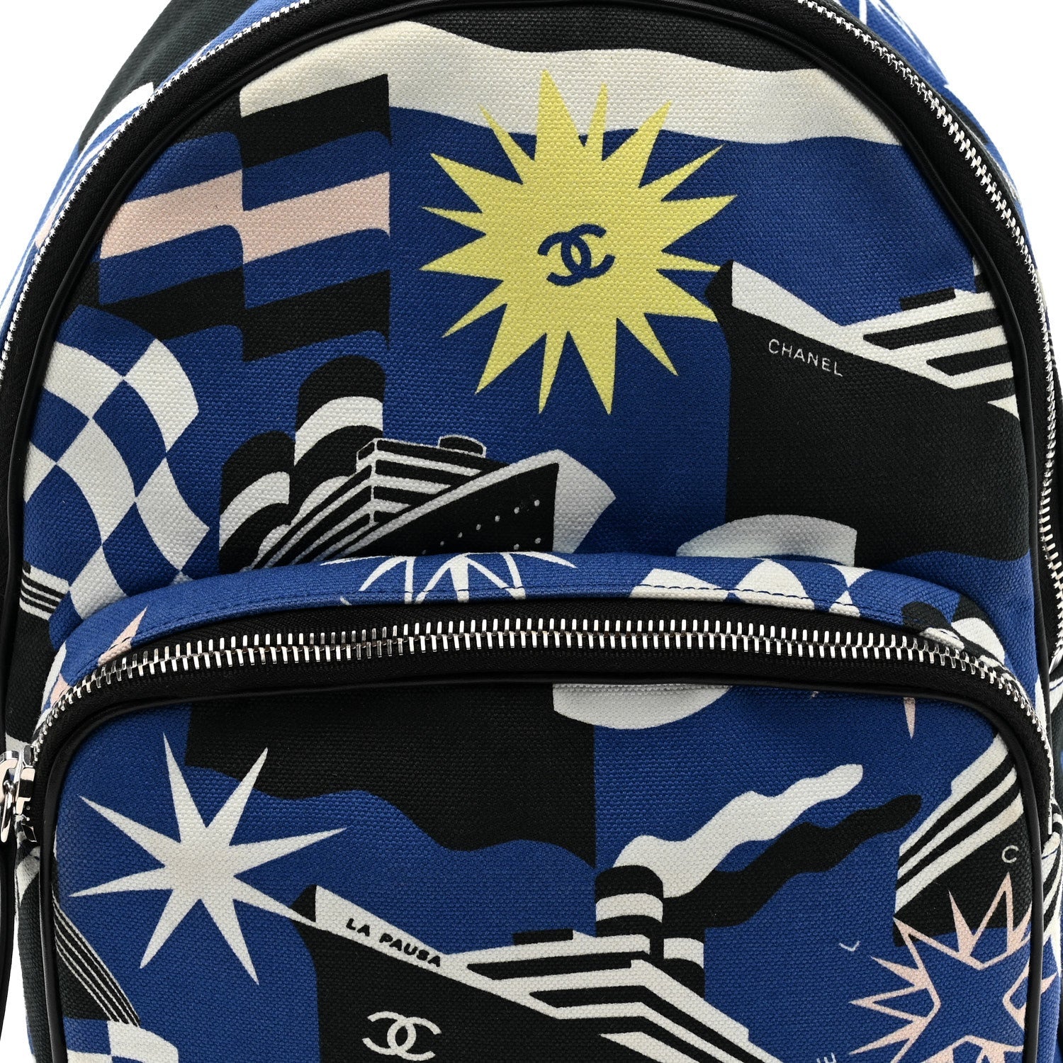 Chanel Canvas Cruise La Pausa Print Backpack Blue Multicolor