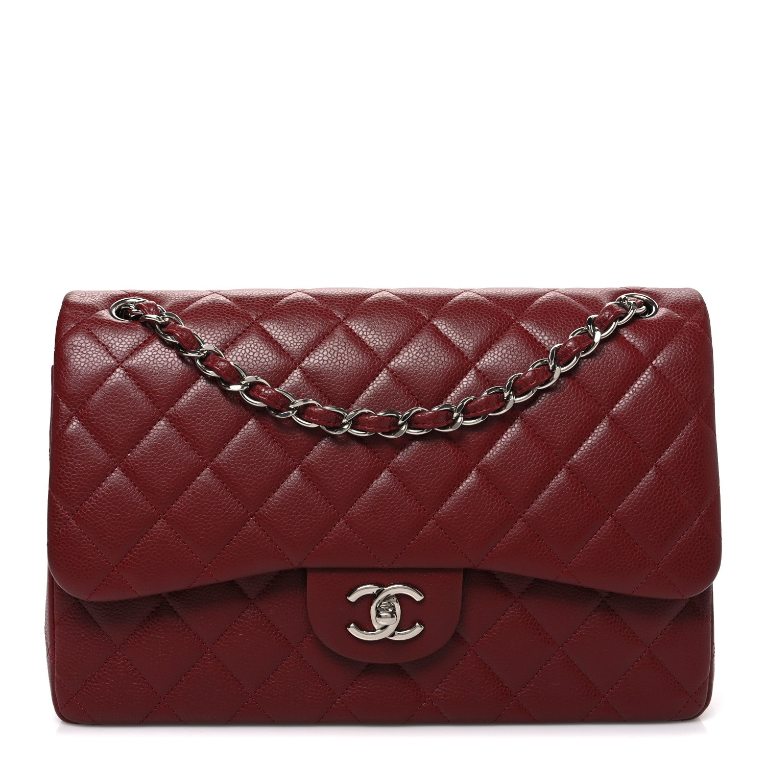 Chanel Caviar Quilted Jumbo Double Flap Burgundy