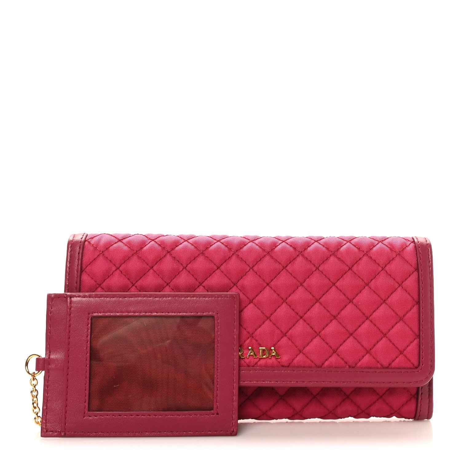 Prada Tessuto Nylon Quilted Continental Flap Wallet Ibisco