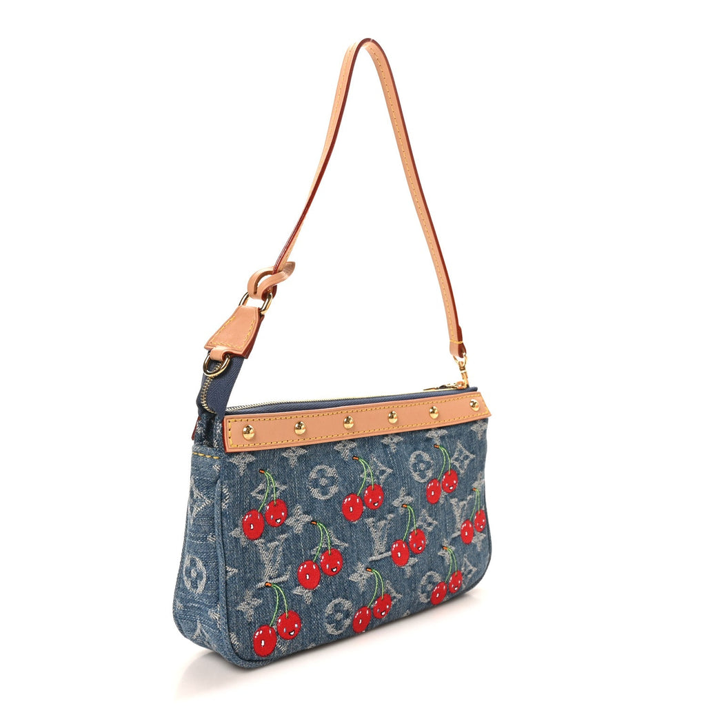 Louis Vuitton LV X TM Monogram Denim Cerises Pochette Accessories Blue