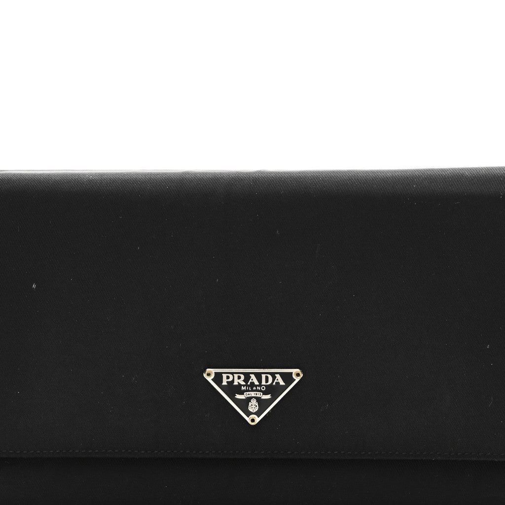 Prada Tessuto Nylon Continental Flap Wallet Black