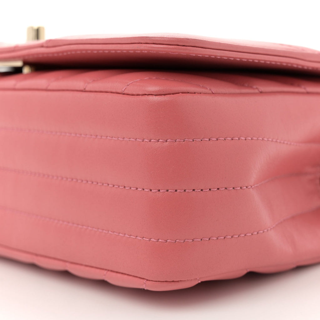 Chanel Calfskin Chevron Quilted Mini Statement Flap Pink
