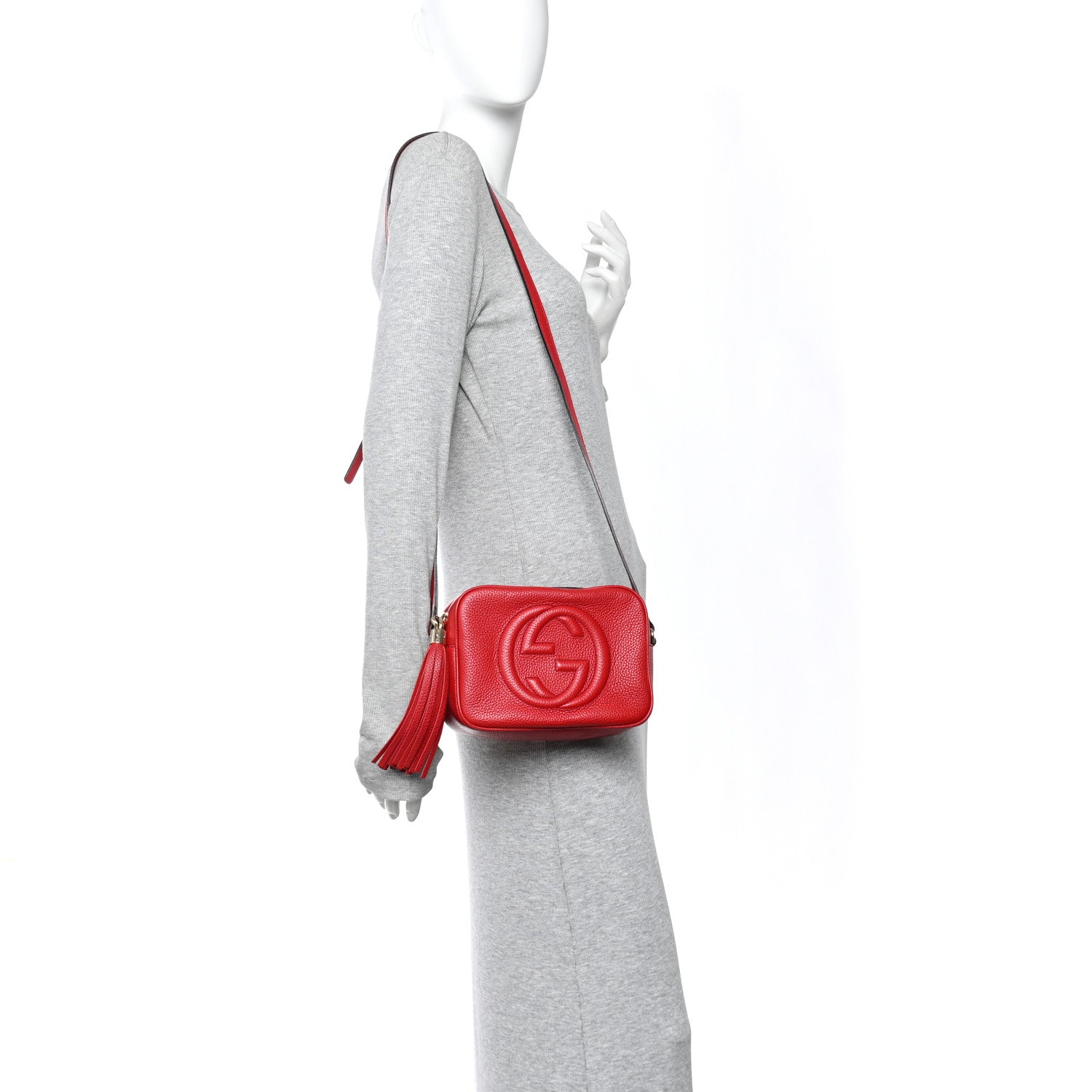 Gucci Pebbled Calfskin Small Soho Disco Bag Tabasco Red