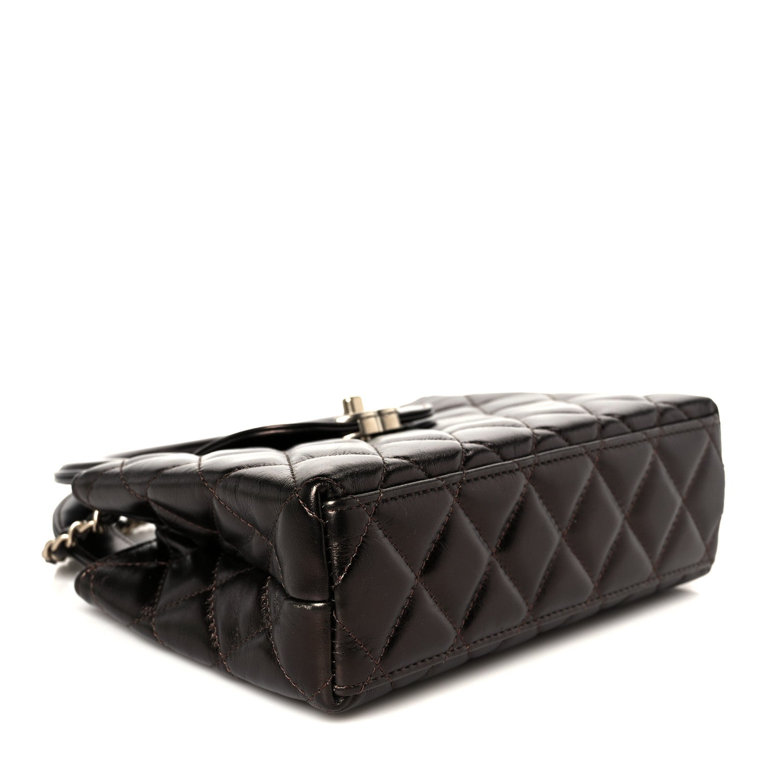 Chanel Metallic Aged Calfskin Quilted Nano Kelly Shopper Light Brown