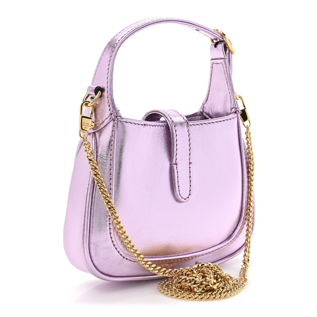 Gucci Laminated Nappa Nano Jackie 1961 Hobo Metallic Rosa