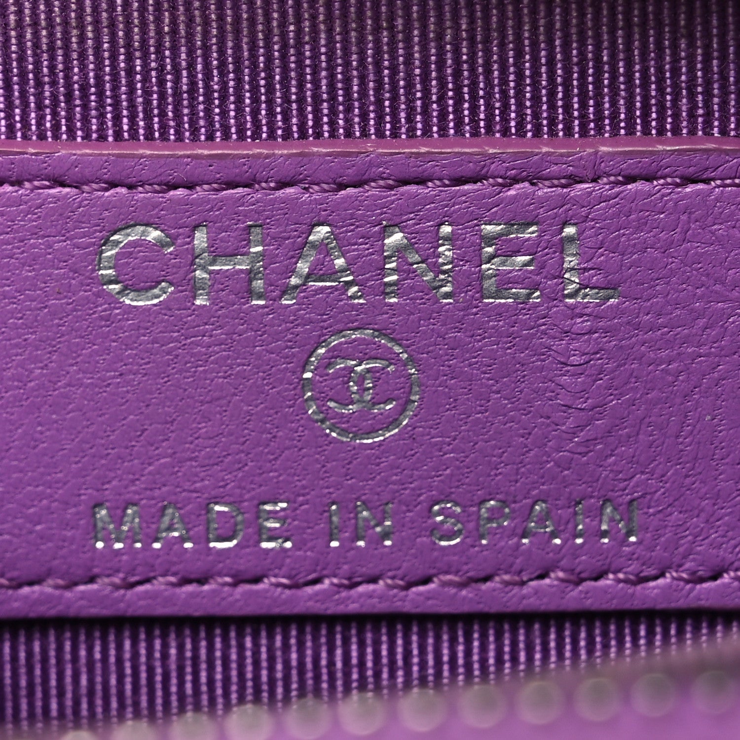 Lambskin Quilted Zip Around Coin Purse Wallet Purple