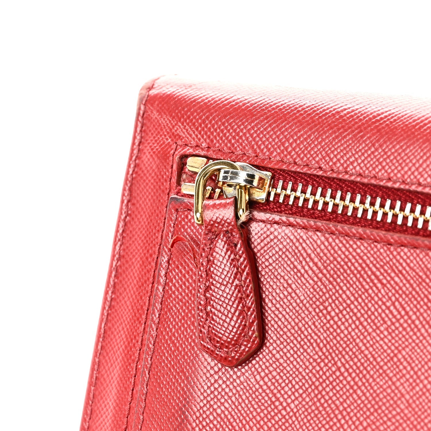 Prada Saffiano Metal Continental Flap Wallet Fuoco