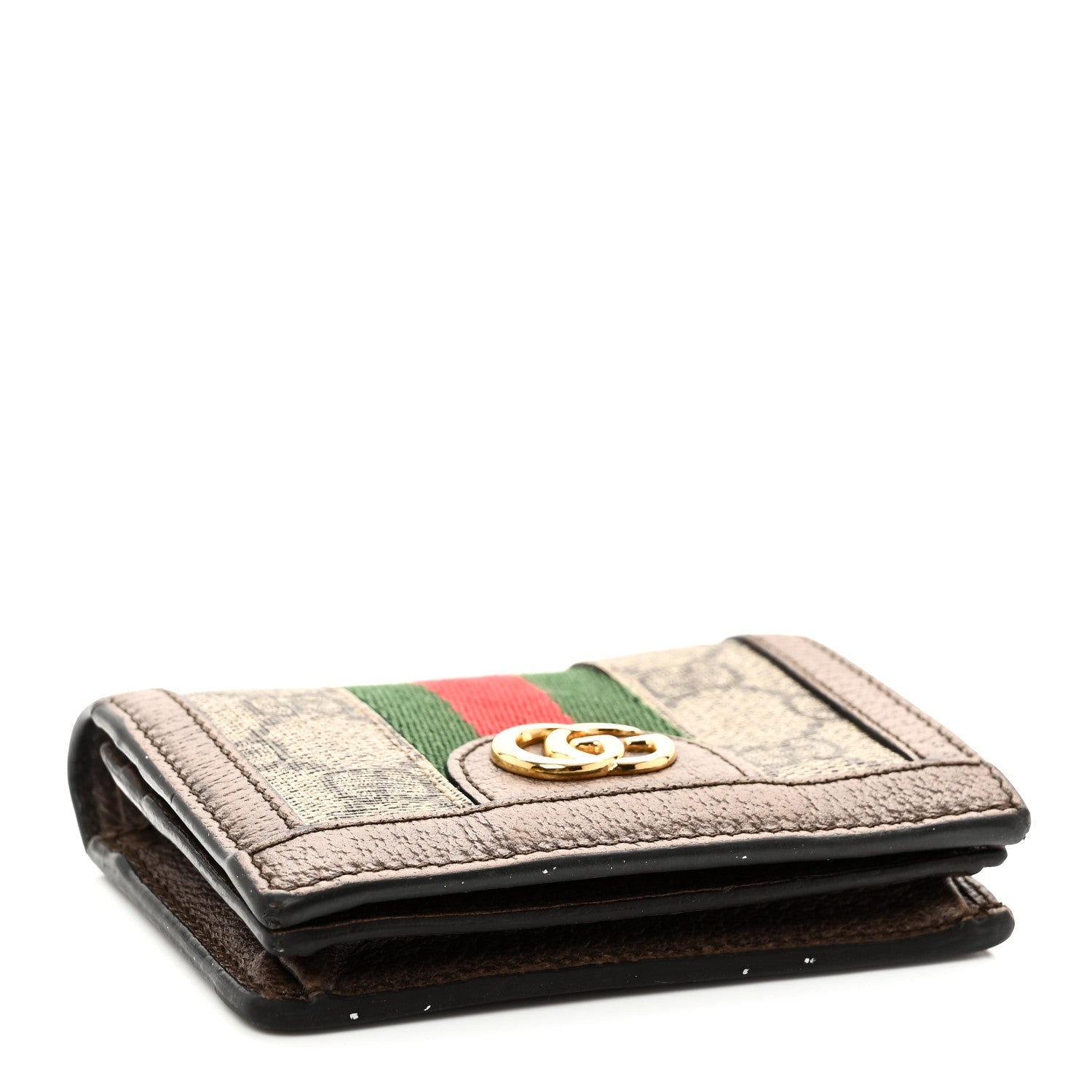 Gucci GG Supreme Monogram Web Ophidia Card Case Beige New Acero