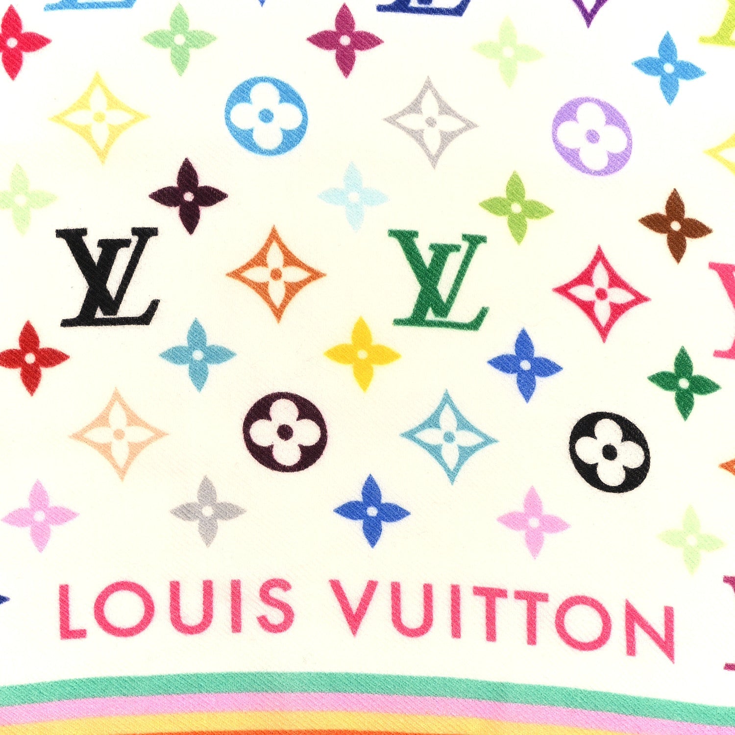 Louis Vuitton LV X TM Wool Silk Monogram Multicolor Shawl White