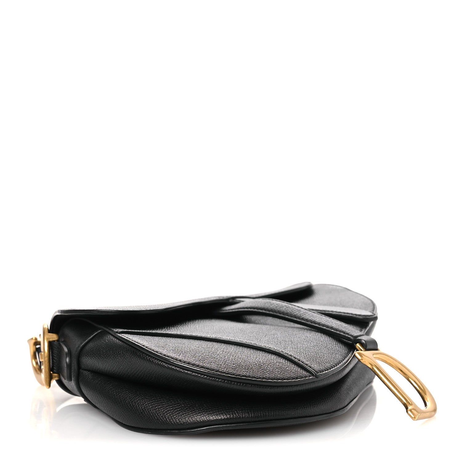 Christian Dior Grained Calfskin Saddle Bag Black