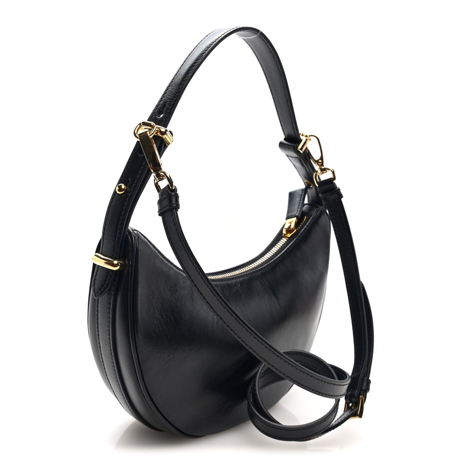 Prada Soft Calfskin Arque Shoulder Bag Black