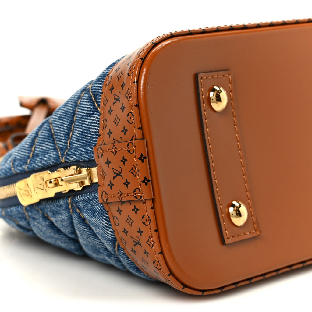 Louis Vuitton Denim Calfskin Reverse Monogram Malletage Alma BB Blue