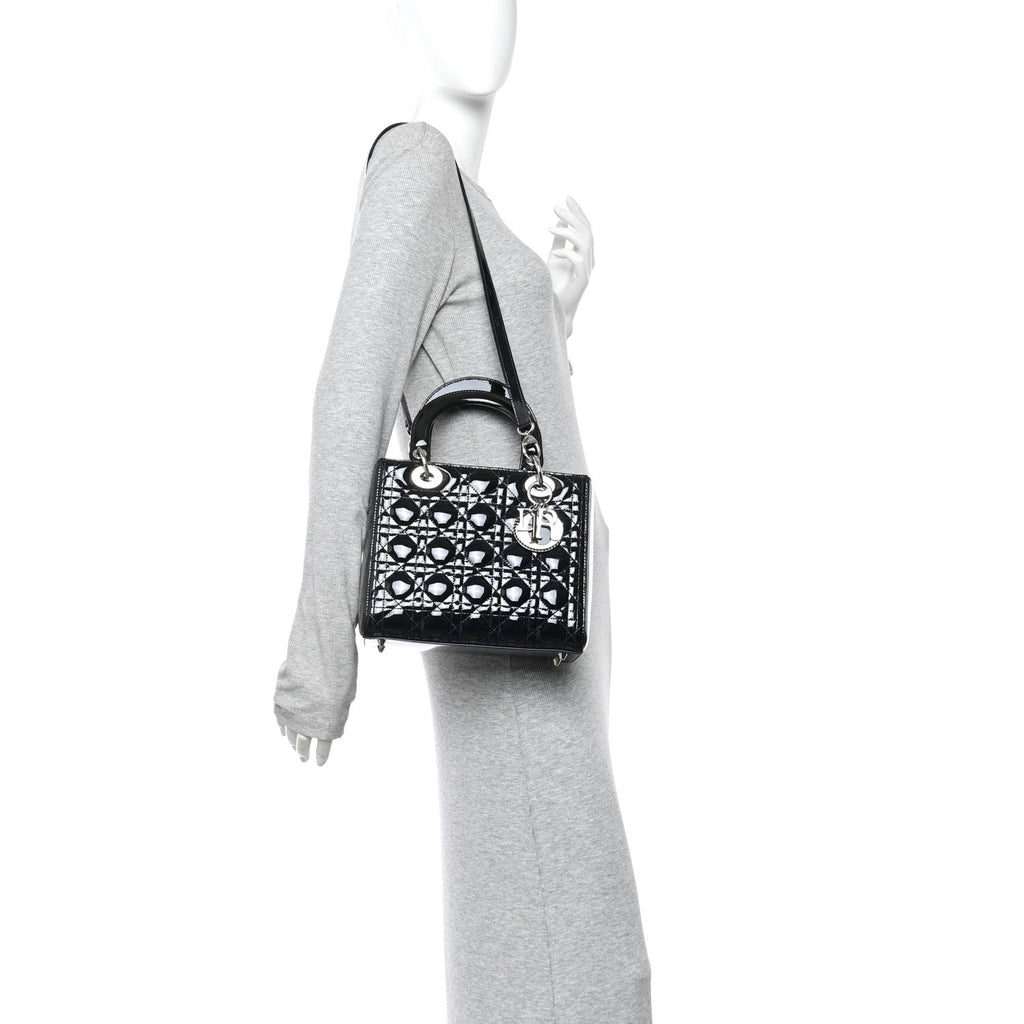 Christian Dior Patent Cannage Medium Lady Dior Navy Blue