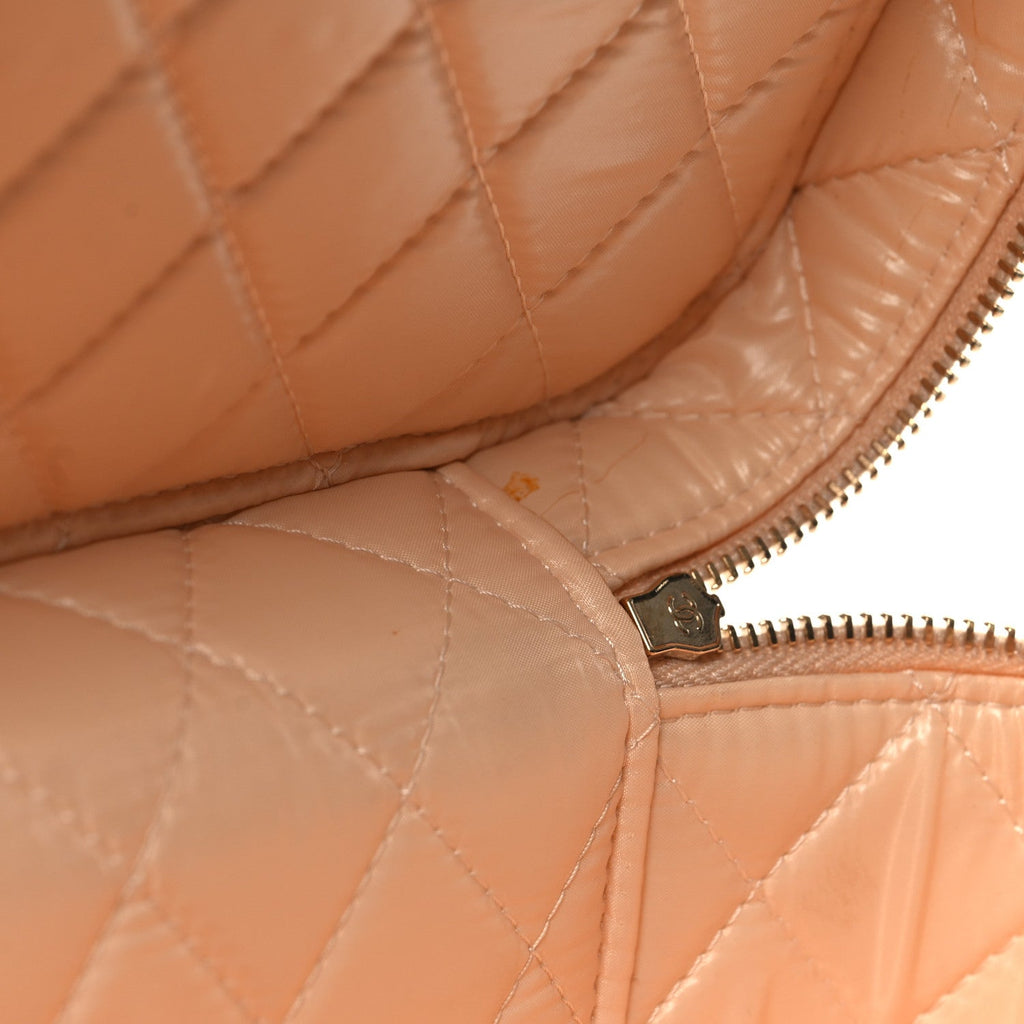 Lambskin Quilted Large Vanity Pouch Beige Clair