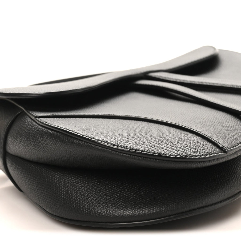 Christian Dior Grained Calfskin Saddle Bag Black