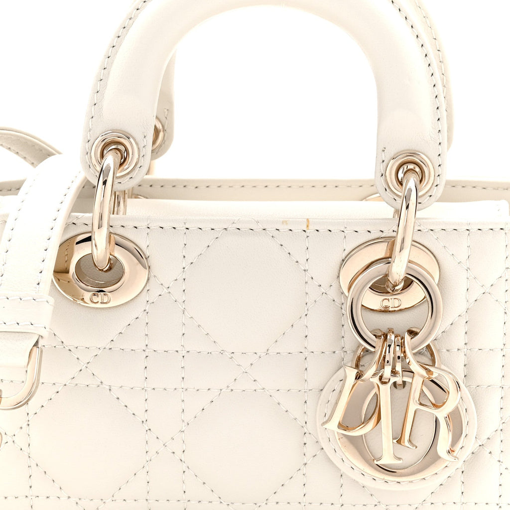 Christian Dior Lambskin Cannage Micro Lady D-Joy Latte