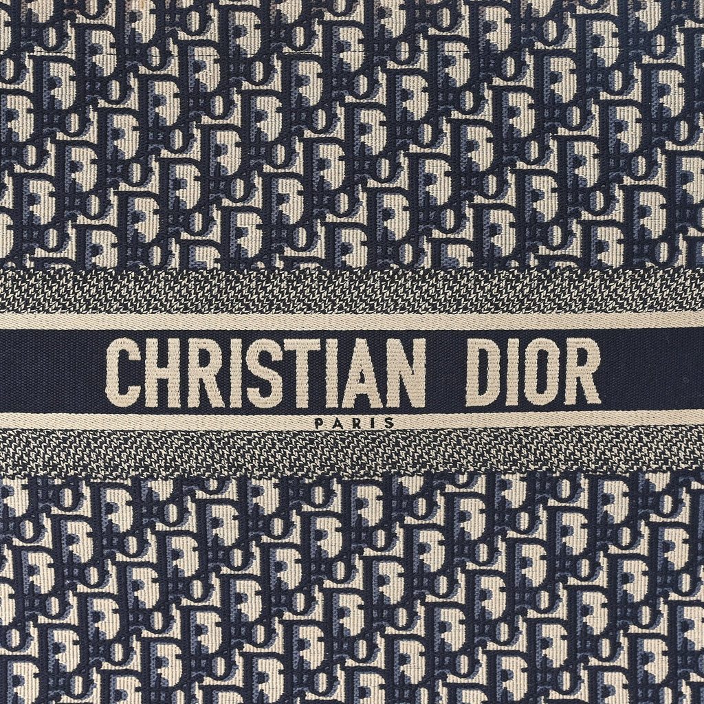 Christian Dior Oblique Large Book Tote Blue Multicolor
