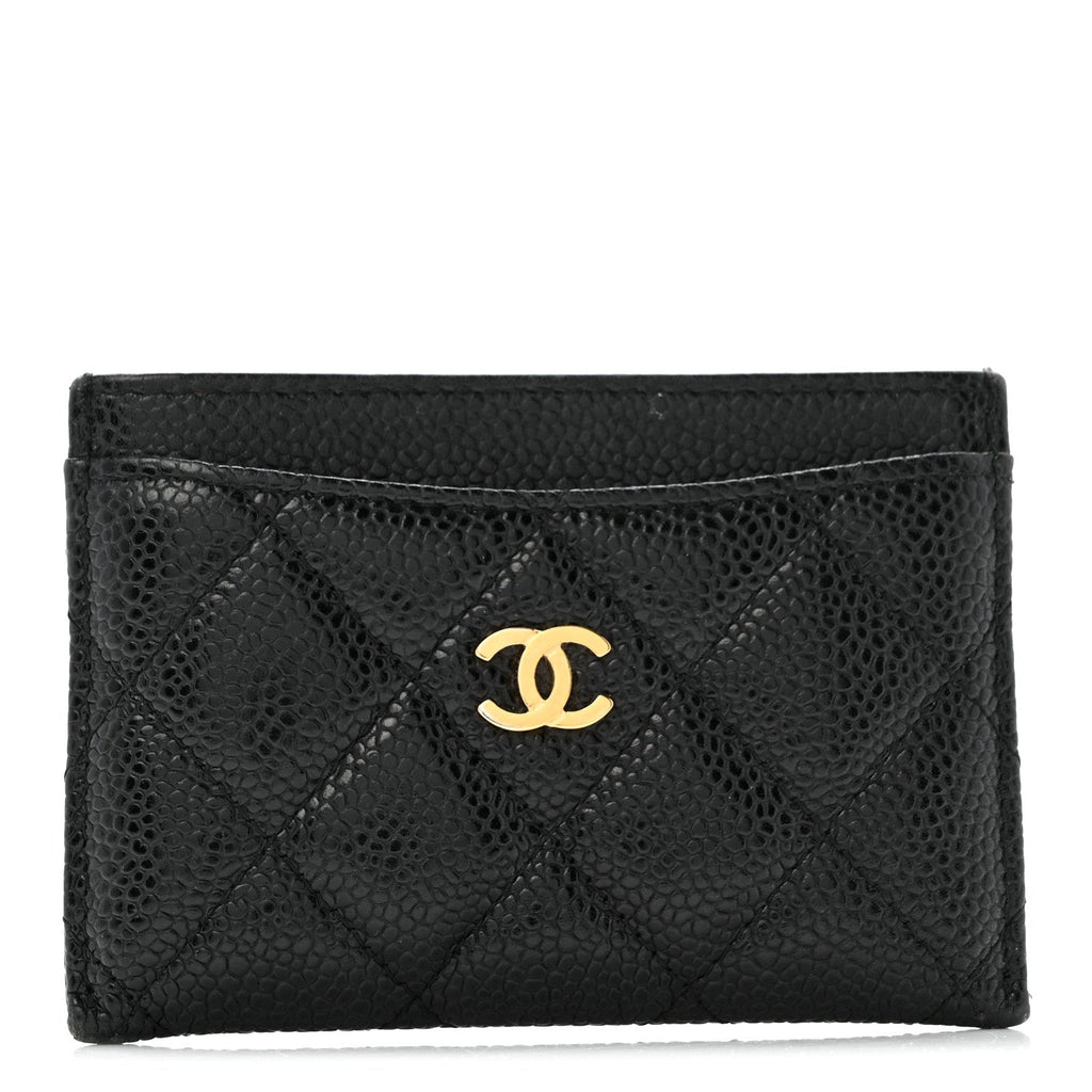 Caviar Quilted Card Holder Black