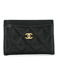 Caviar Quilted Card Holder Black