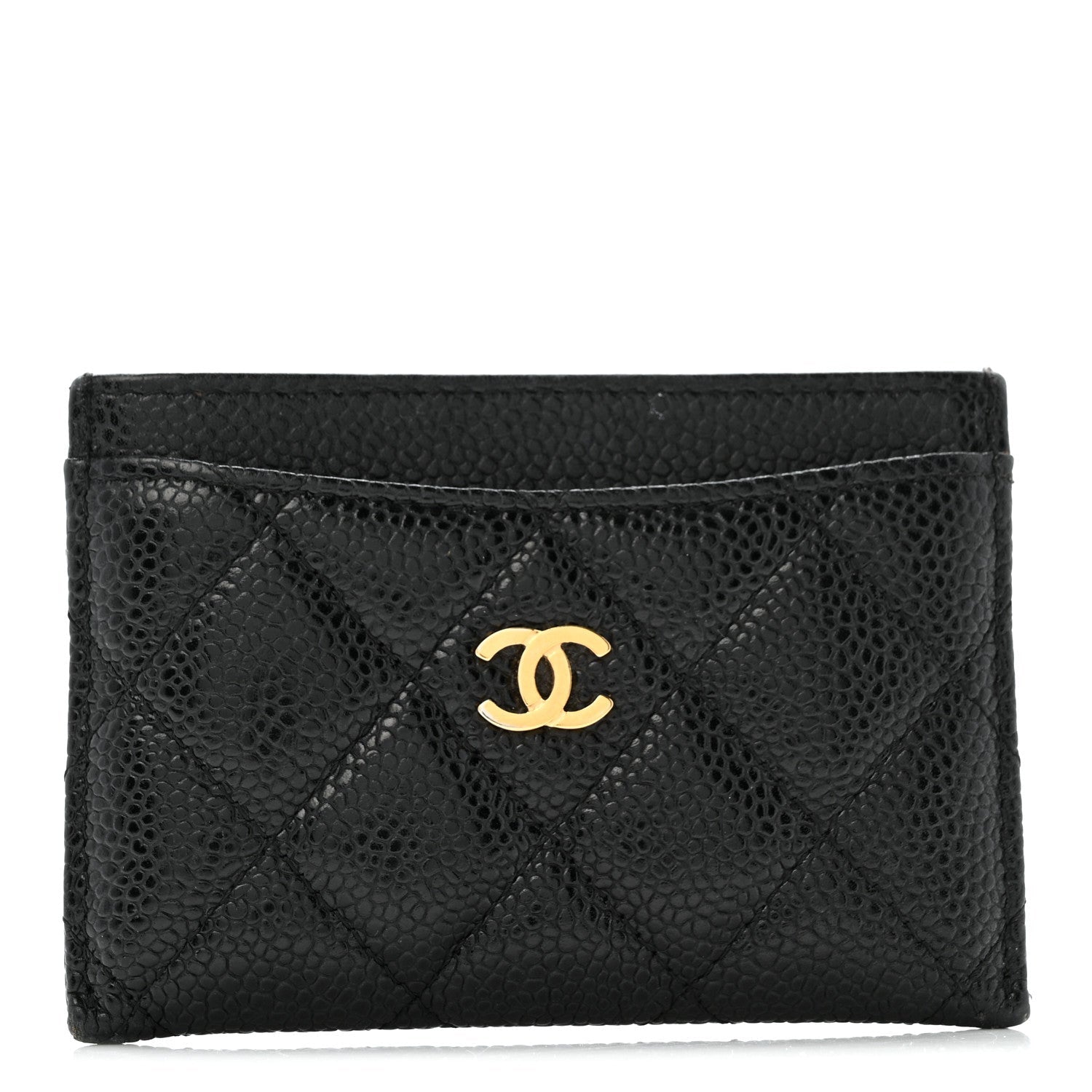 Caviar Quilted Card Holder Black