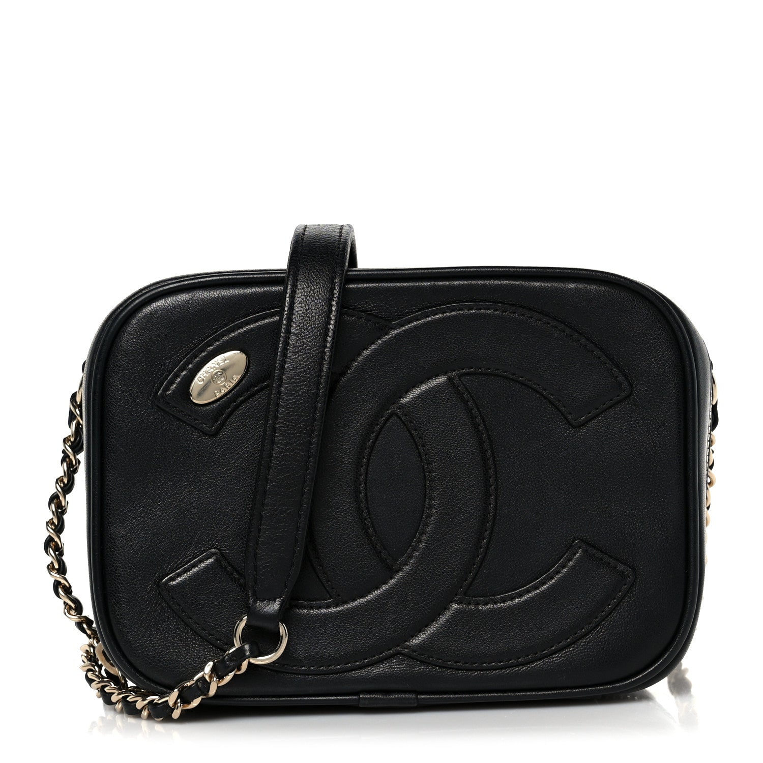 Chanel Calfskin CC Mania Camera Case Black
