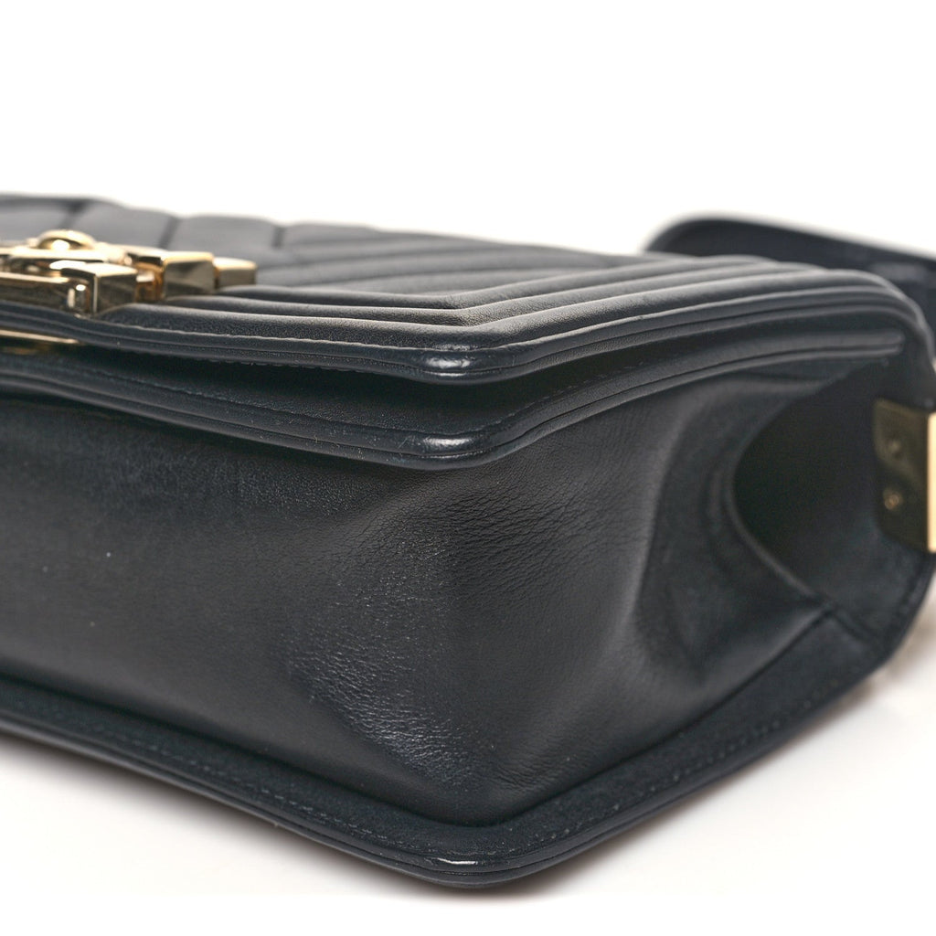 Chanel Calfskin Chevron Quilted Small Boy Flap Black
