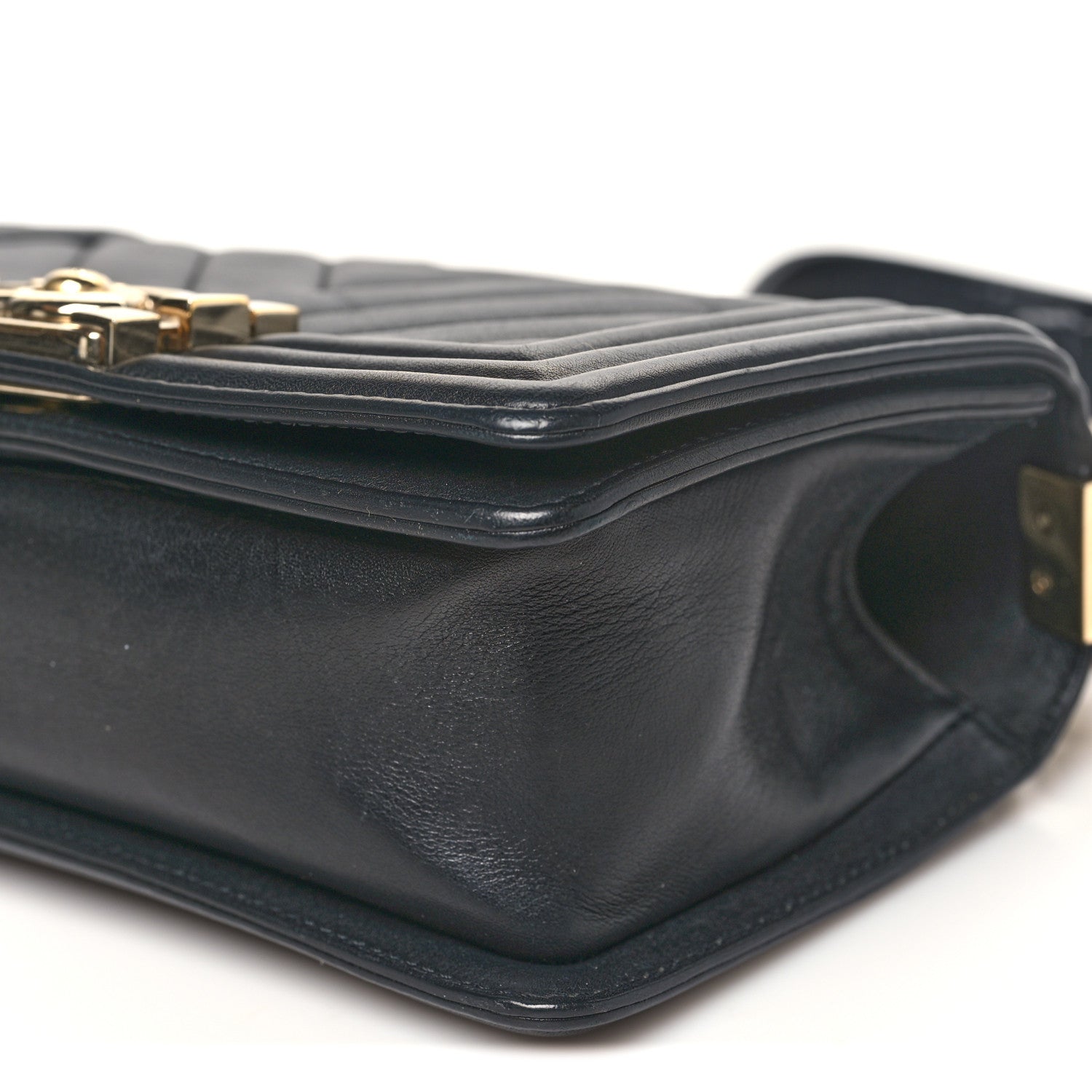Chanel Calfskin Chevron Quilted Small Boy Flap Black