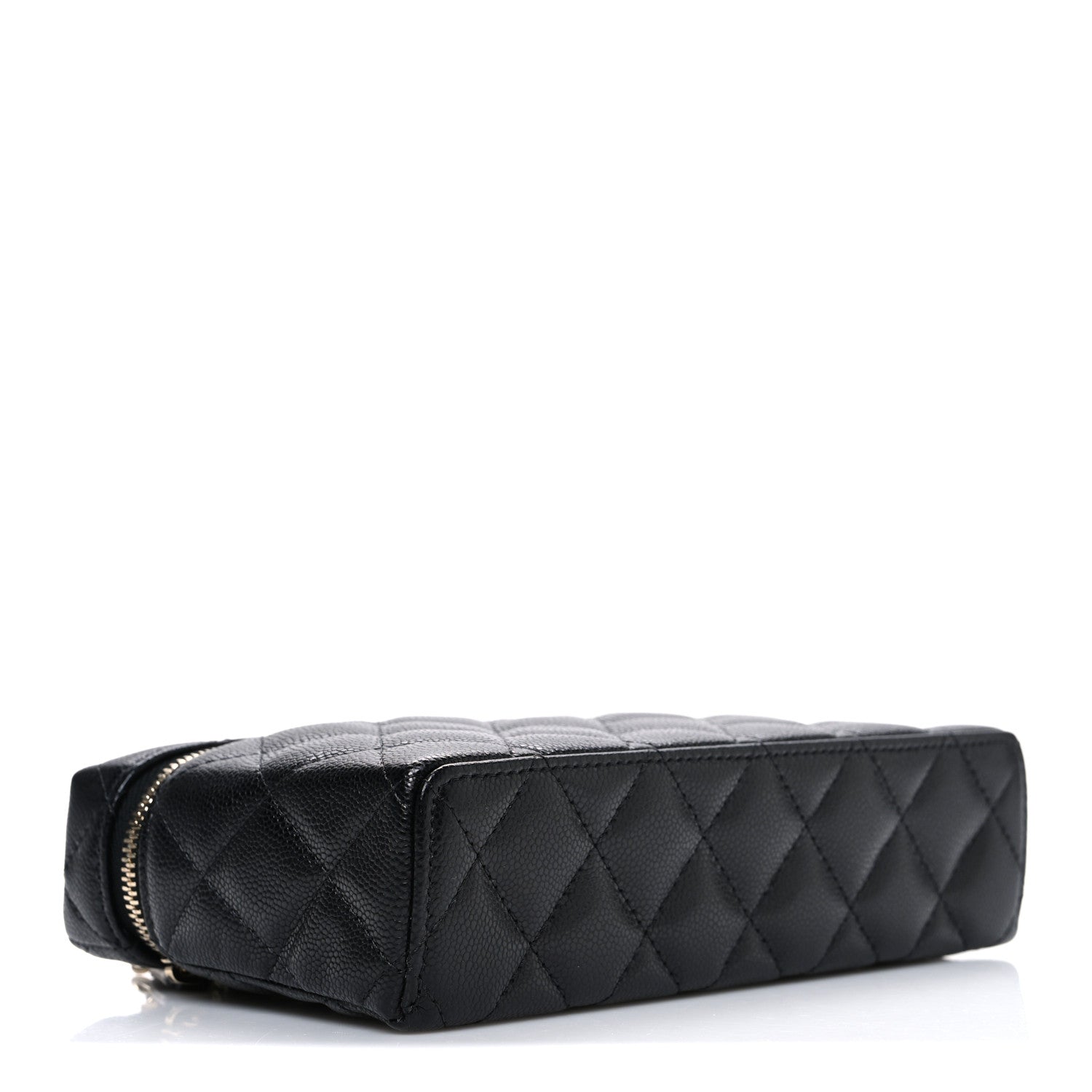 Chanel Caviar Quilted Top Handle Slim Vanity With Chain Black