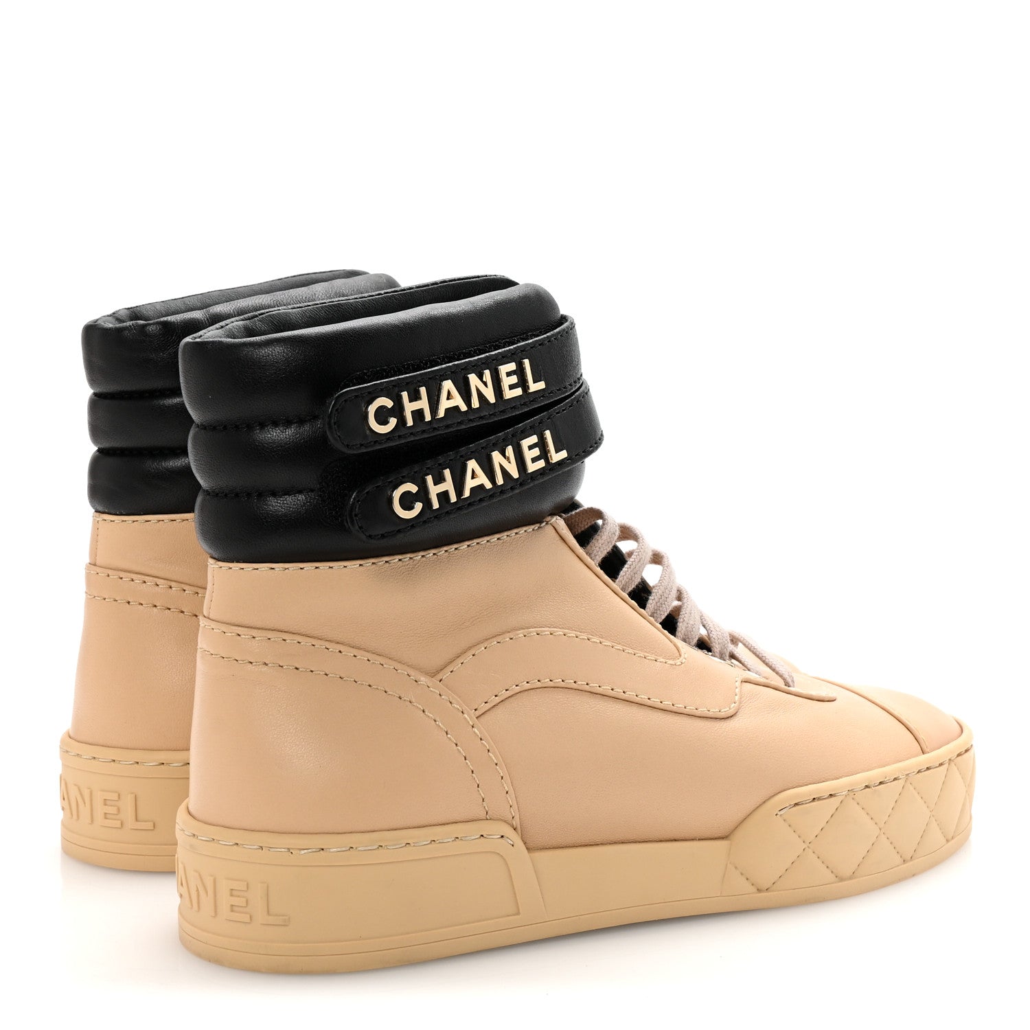 Lambskin Logo High Top Sneakers 35.5 Ivory Black