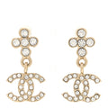 Crystal CC Cross Drop Earrings Gold