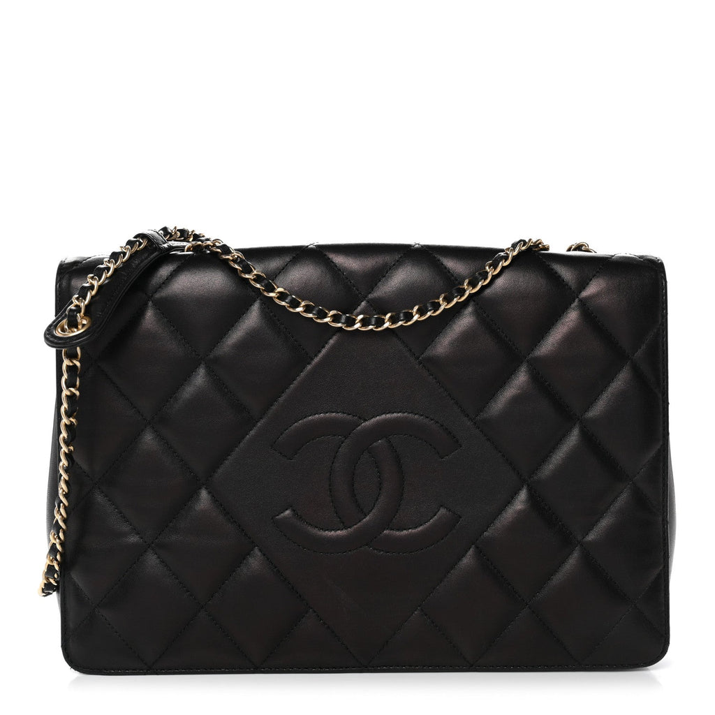 Chanel Lambskin Quilted Medium Diamond CC Flap Black