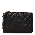 Chanel Lambskin Quilted Medium Diamond CC Flap Black