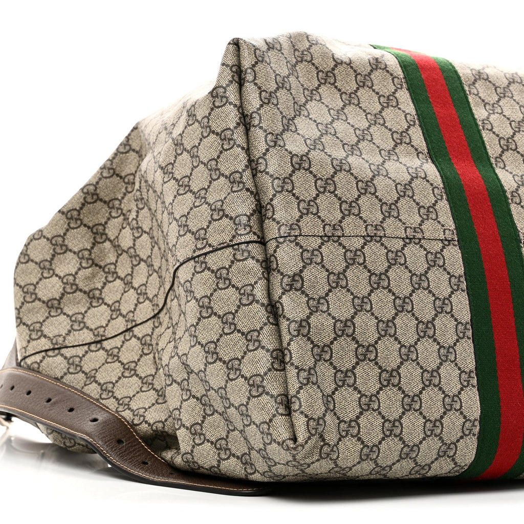 Gucci Tender GG Supreme Monogram Textured Dollar Calfskin Web Medium Jackie 1961 Crossbody Bag Beige Ebony New Acero