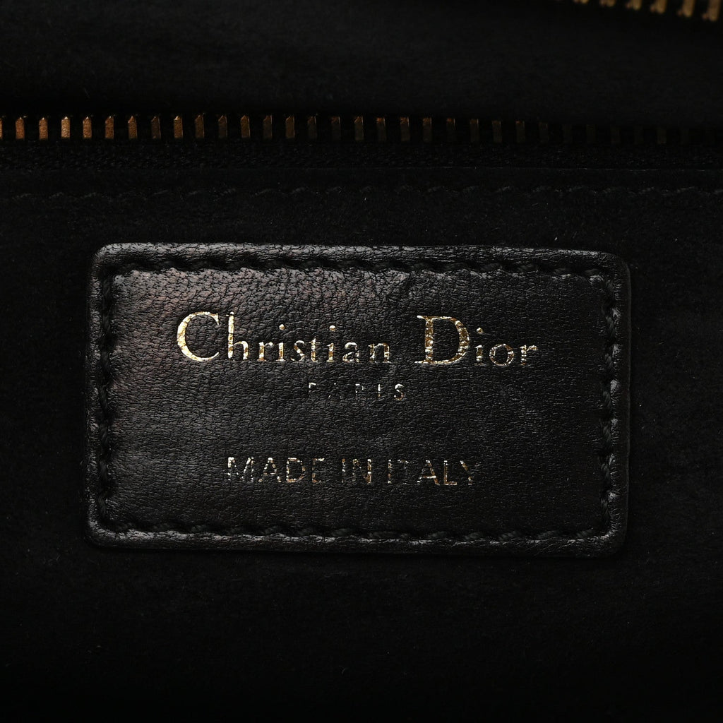 Christian Dior Lambskin Cannage Studded Large Dioraddict Flap Bag Black
